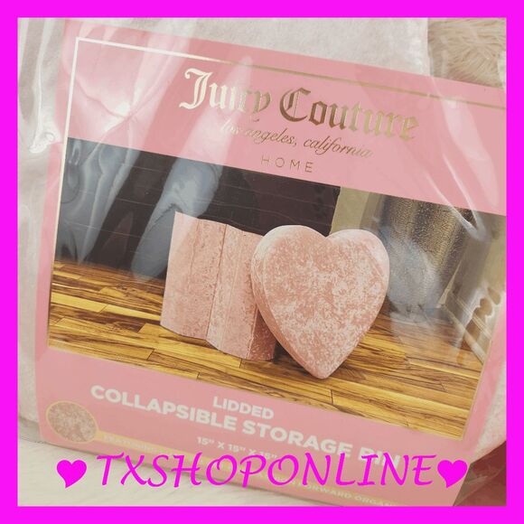 💗🎀{Juicy Couture} Lidded collapsible Heart Shaped Storage bin🎀💗 - Picture 3 of 11
